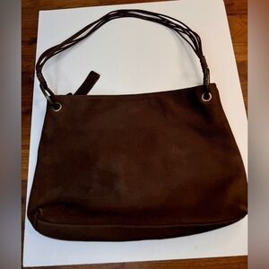 Bernardo 135 Chocolate Brown Calf Leather Pebbled Shoulder Bag Purse